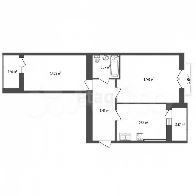 2-к. квартира, 60 м, 10/11 эт. - Фото 0