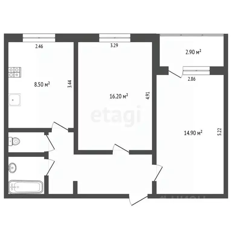 2-к кв. Тюменская область, Тюмень ул. Казачьи луга, 4к2 (50.8 м) - Фото 2