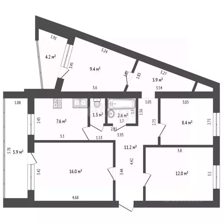 4-к кв. Башкортостан, Стерлитамак ул. Щербакова, 10 (72.4 м) - Фото 1