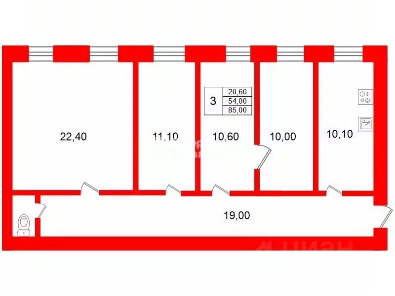 4-к кв. Санкт-Петербург ул. Глеба Успенского, 3 (85.0 м) - Фото 1