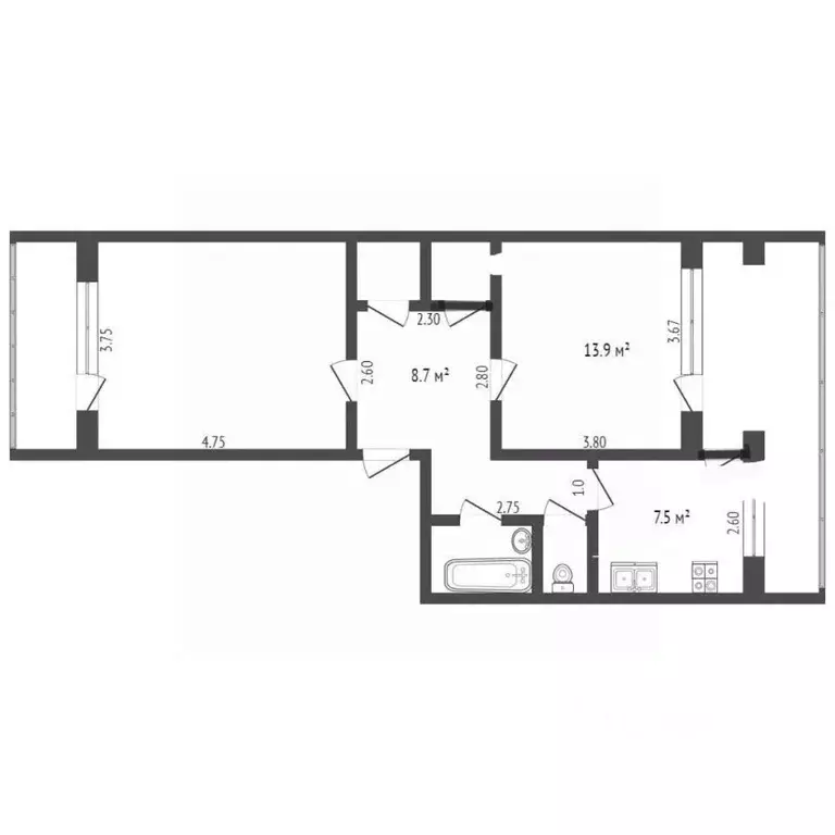 2-к кв. Крым, Бахчисарай пер. Музыкальный, 3 (54.6 м) - Фото 2