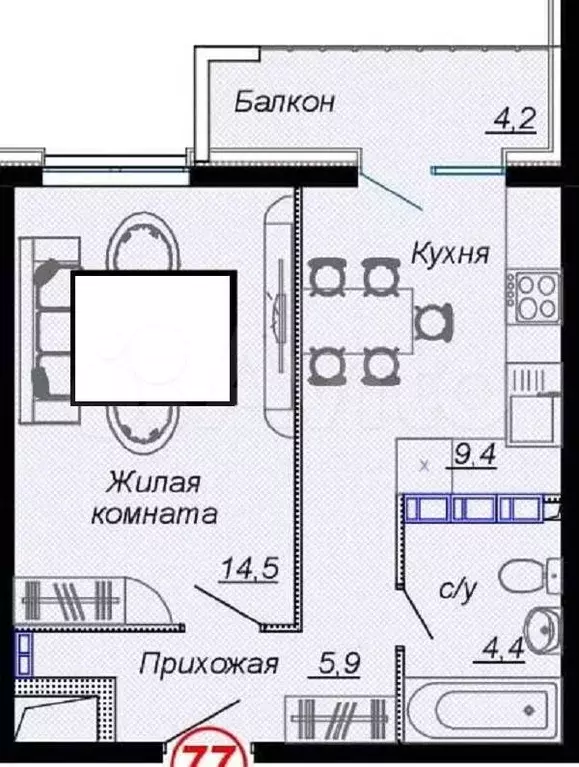 Квартира-студия, 38,4 м, 11/16 эт. - Фото 0