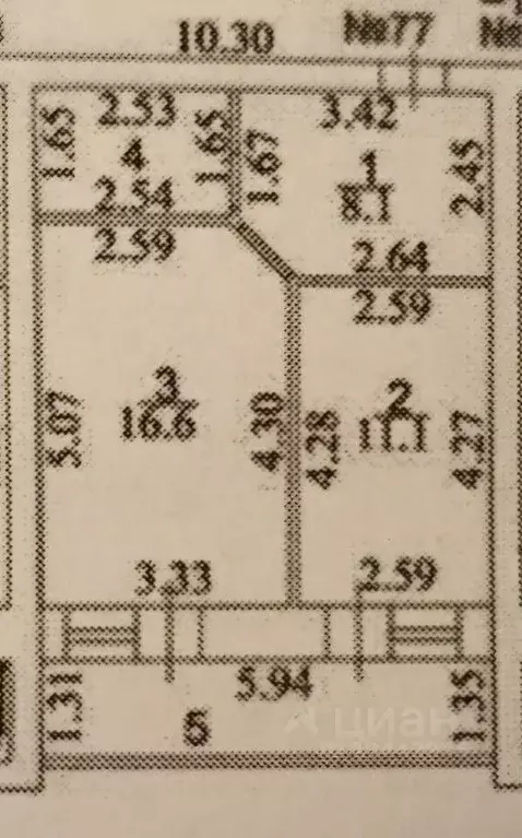 1-к кв. Тамбовская область, Тамбов Магистральная ул., 41к2 (40.0 м) - Фото 2