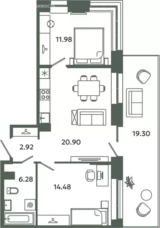 2-комнатная квартира: городской посёлок Новоселье, Аннинская улица, 4 ... - Фото 1