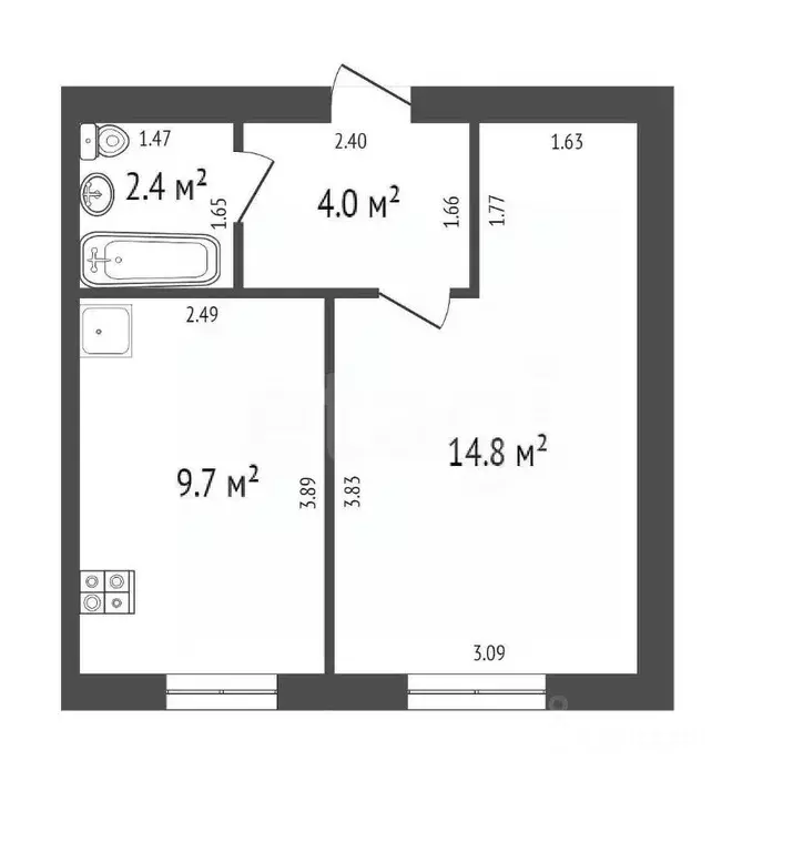 1-к кв. Вологодская область, Вологда ул. Алексинская, 6 (30.9 м) - Фото 2