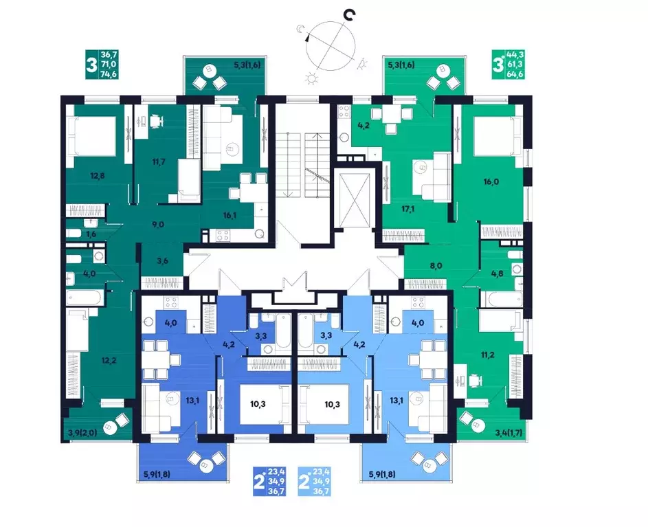 Студия Пермский край, д. Кондратово ул. Улановой, 6 (64.6 м) - Фото 2