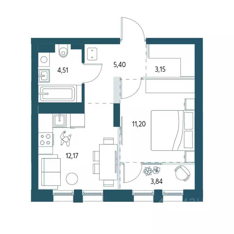 1-к кв. Хабаровский край, Хабаровск Адмирал жилой комплекс (38.35 м) - Фото 0