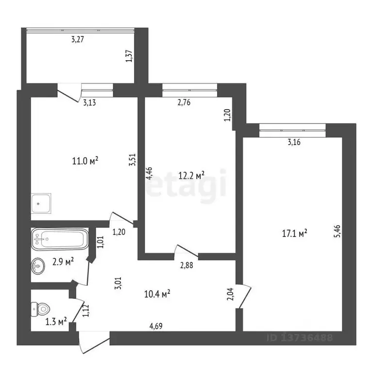 2-к кв. Амурская область, Благовещенск ул. Островского, 75/1 (57.3 м) - Фото 1