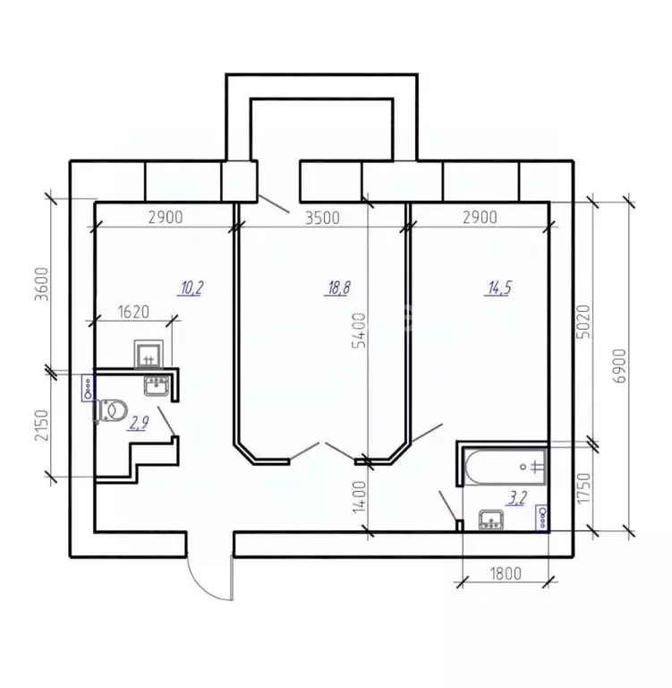 2-к кв. Омская область, Омск Пригородная ул., 25к2 (63.9 м) - Фото 2
