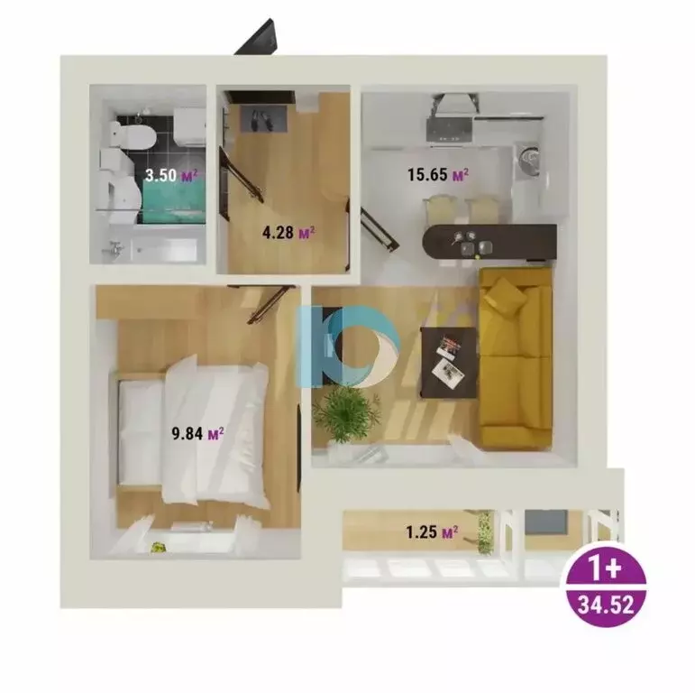 1-комнатная квартира: Уфа, улица Академика Курчатова, 116 (34.5 м) - Фото 1