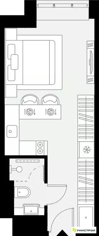 1-к кв. Татарстан, Казань Родины мкр,  (21.75 м) - Фото 1