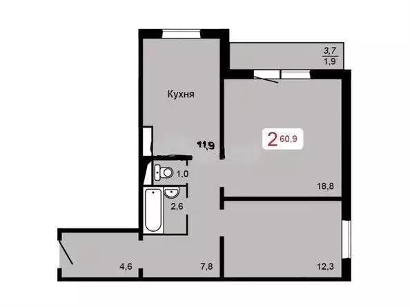 2-к кв. Красноярский край, Красноярск Аральская ул., 51 (60.0 м) - Фото 0