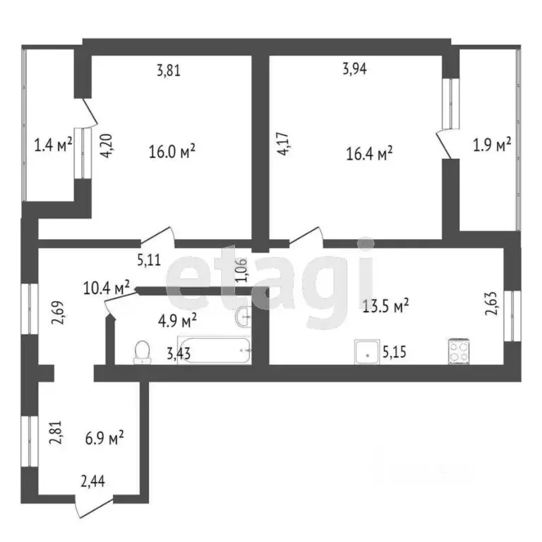 2-к кв. Ростовская область, Батайск Октябрьская ул., 130 (71.0 м) - Фото 1