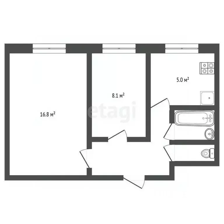 2-к кв. Вологодская область, Великий Устюг ул. Виноградова, 68 (40.8 ... - Фото 1
