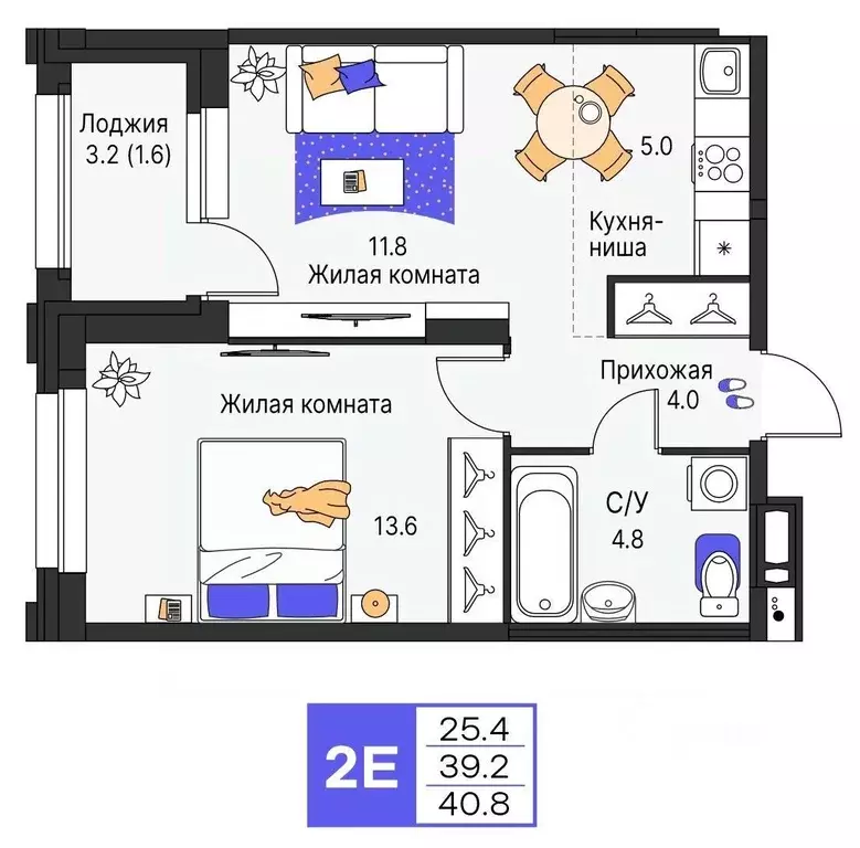 2-к кв. Пермский край, Пермь ул. Карла Модераха, 7 (40.8 м) - Фото 1