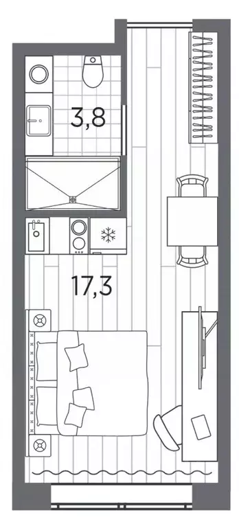 Студия Санкт-Петербург просп. Стачек, 62Е (21.1 м) - Фото 0