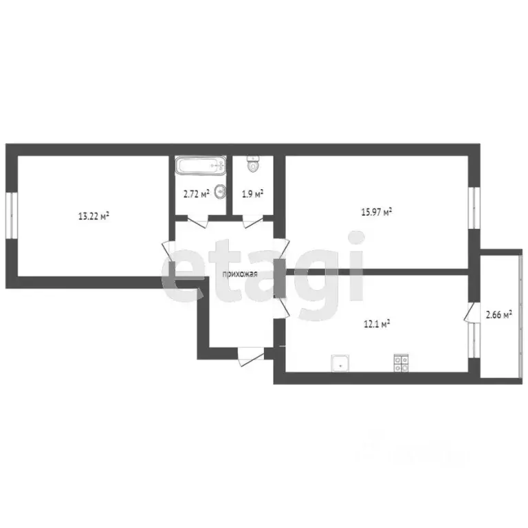 2-к кв. Ханты-Мансийский АО, Сургут ул. Крылова, 20 (53.2 м) - Фото 2
