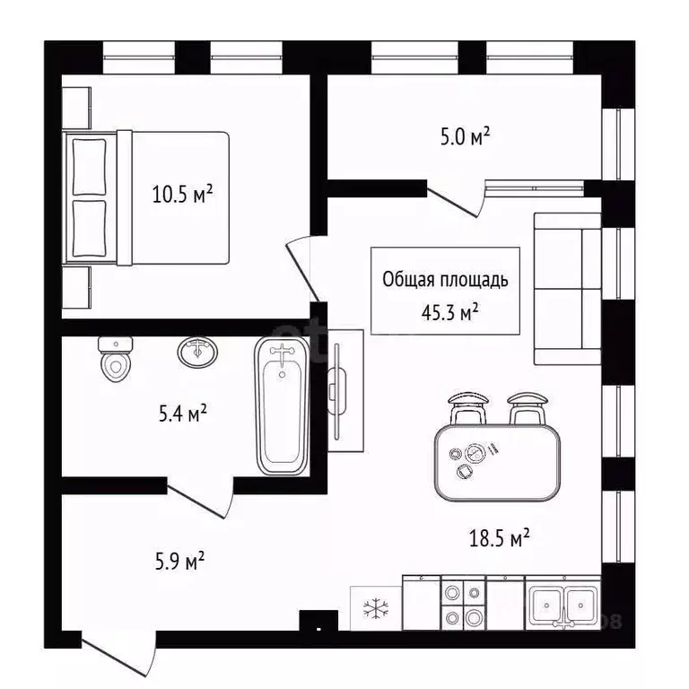 1-к кв. Новосибирская область, Новосибирск ул. Немировича-Данченко, ... - Фото 2
