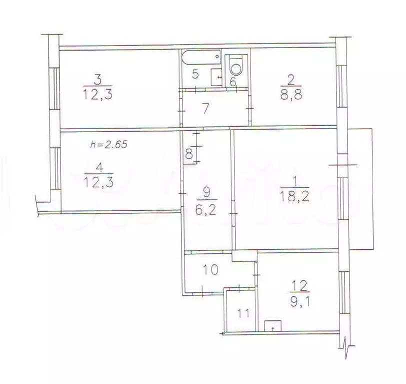 4-к. квартира, 79 м, 4/10 эт. - Фото 0