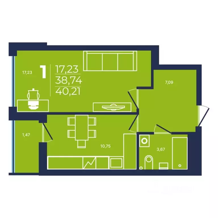 1-к кв. Башкортостан, Уфа ул. Майора Доставалова, 1 (40.21 м) - Фото 1