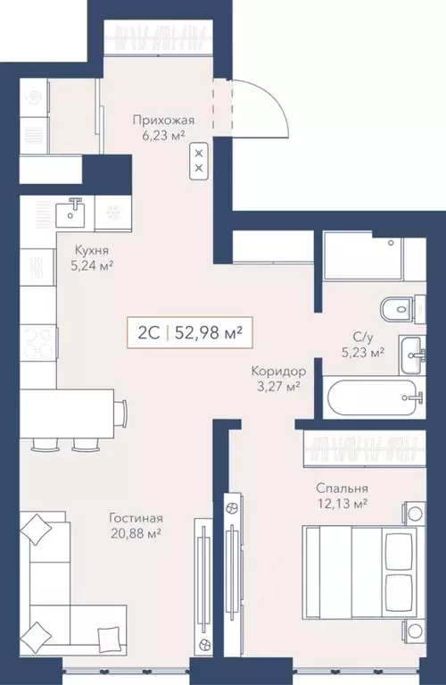 2-к кв. Новосибирская область, Новосибирск ул. Кирова, 115 (53.4 м) - Фото 1
