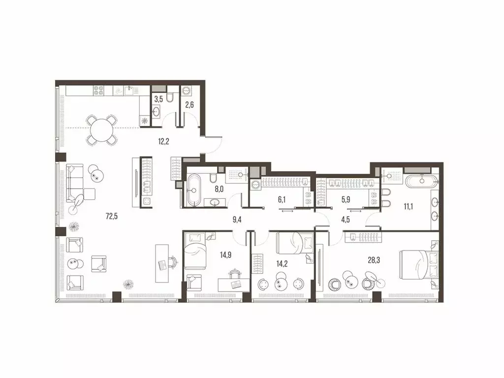 4-комнатная квартира: Москва, Летниковская улица, 11к1 (193.2 м) - Фото 1