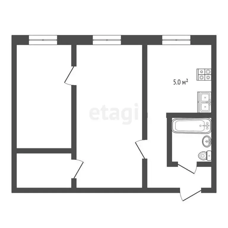 2-комнатная квартира: посёлок Зимёнки, улица Мира, 1 (41.8 м) - Фото 0