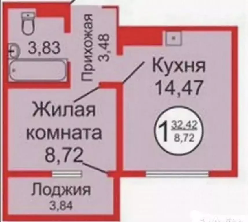 1-к кв. Оренбургская область, Оренбург Уральская ул., 2/25 (32.5 м) - Фото 1