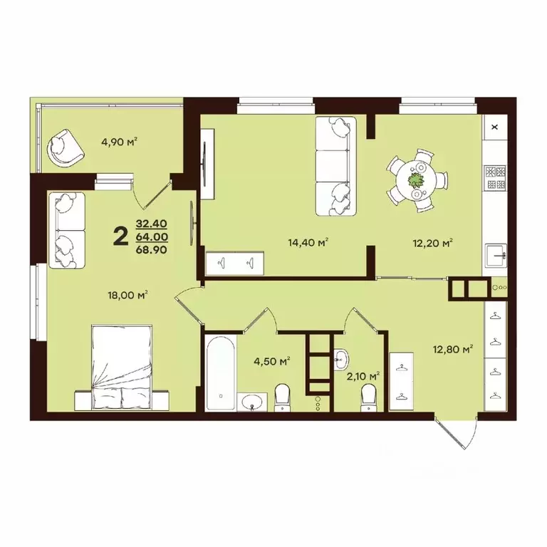 2-к кв. Владимирская область, Владимир ул. Чайковского, 7 (68.9 м) - Фото 1