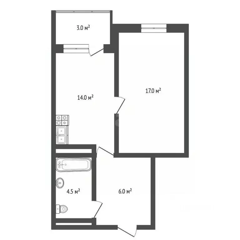 1-к кв. Тюменская область, Тюмень ул. Николая Ростовцева, 27к1 (41.5 ... - Фото 2