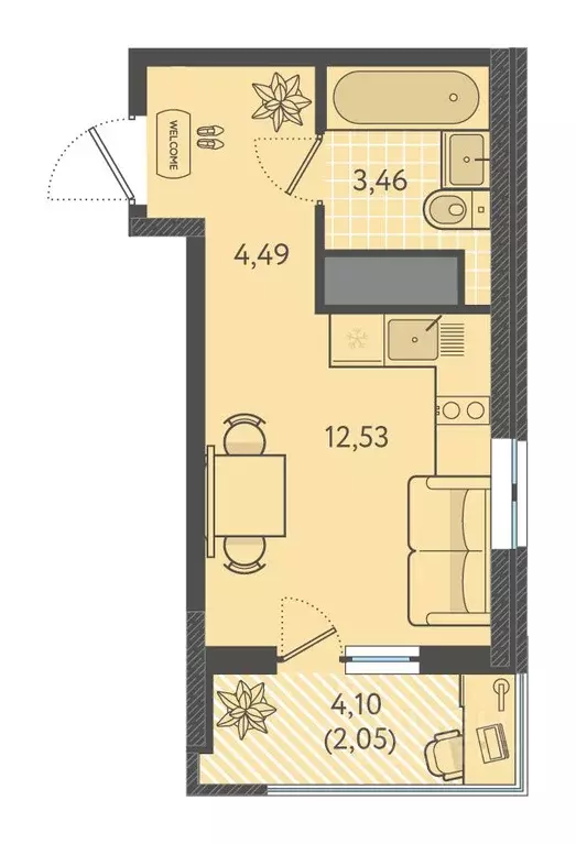 Студия Краснодарский край, Краснодар Теплые Края жилой комплекс (22.53 ... - Фото 1