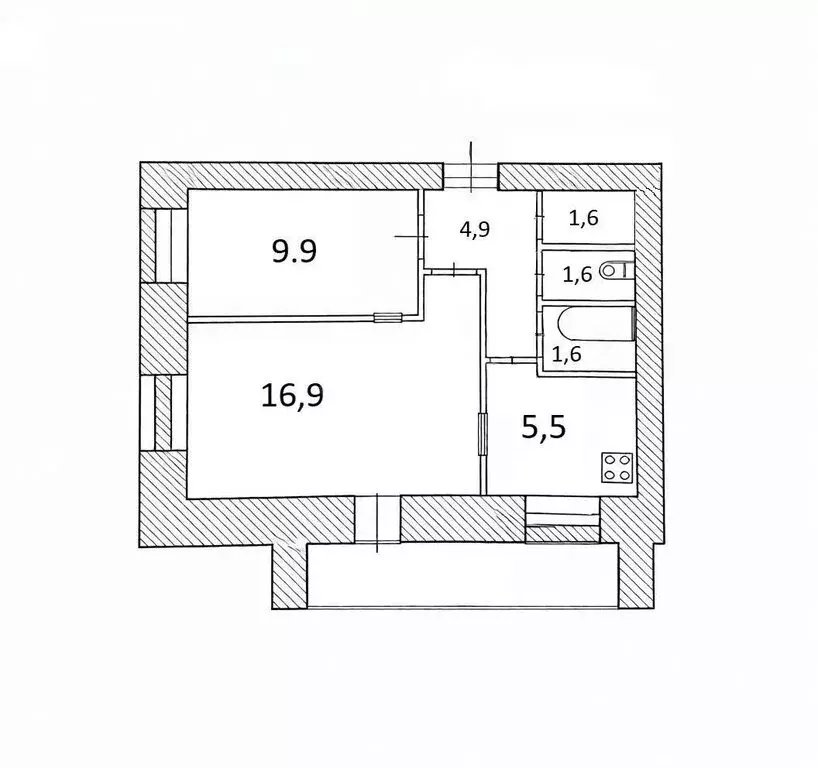 2-комнатная квартира: Казань, проспект Ямашева, 21 (42.7 м) - Фото 1