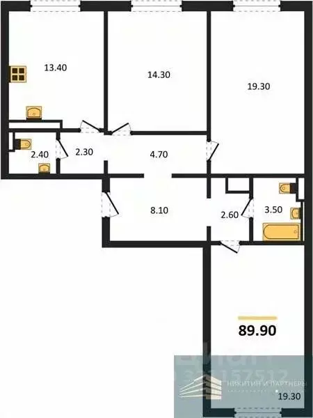 3-к кв. Воронежская область, Воронеж ул. Загоровского, 5/3 (89.9 м) - Фото 1