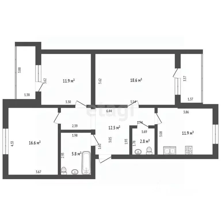 3-к кв. Марий Эл, Йошкар-Ола ул. Анциферова, 12б (80.1 м) - Фото 1