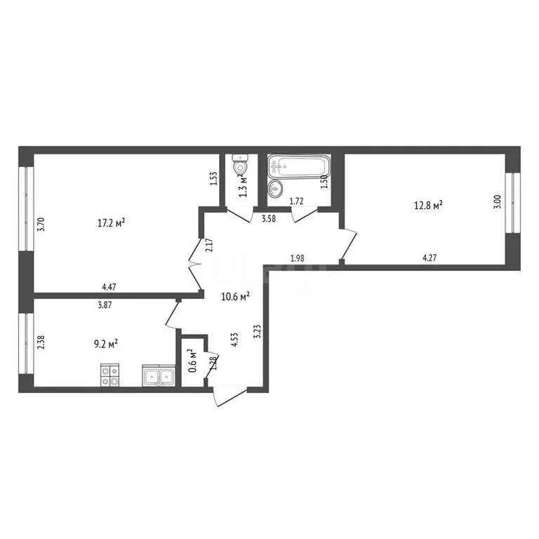 2-комнатная квартира: Салават, Ленинградская улица, 73 (54.4 м) - Фото 1