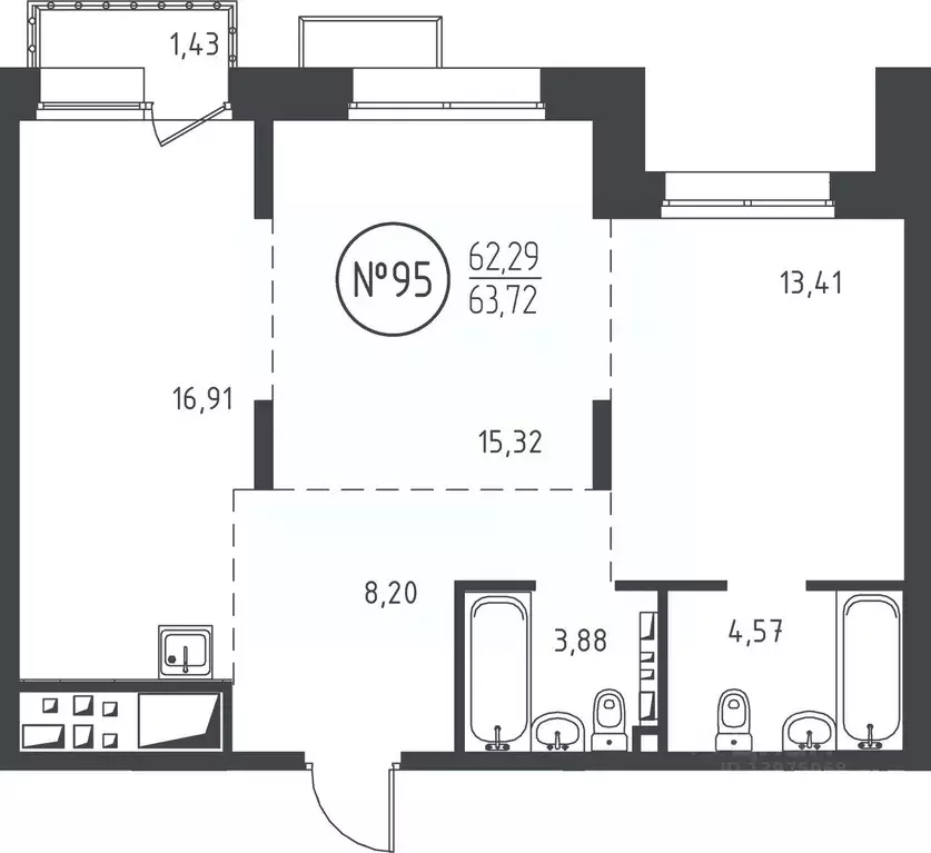 2-к кв. Иркутская область, Иркутск ул. Эдуарда Дьяконова, 11 (63.72 м) - Фото 0