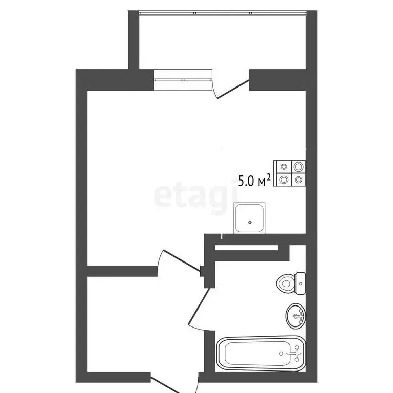 Квартира-студия: деревня Дударева, улица Сергея Джанбровского, 1 (24 ... - Фото 1