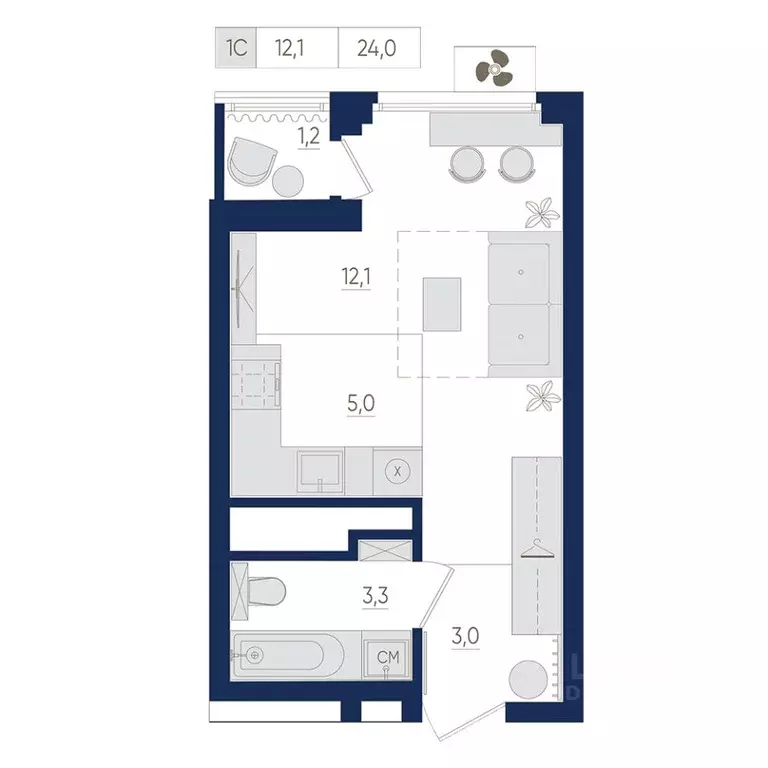 1-к кв. Башкортостан, Уфа ул. Евгения Столярова, 13 (24.0 м) - Фото 1