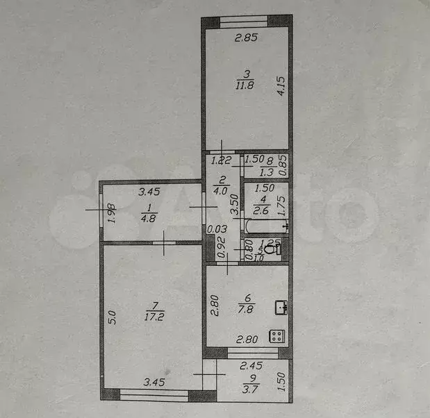 2-к. квартира, 51 м, 5/5 эт. - Фото 0