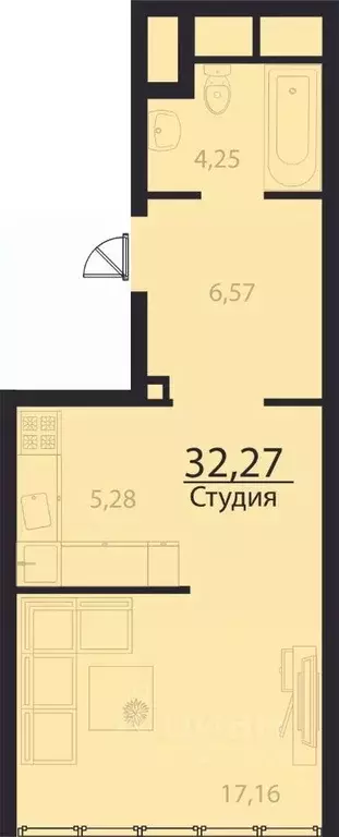 1-к кв. Ульяновская область, Ульяновск просп. Генерала Тюленева, 32к1 ... - Фото 0