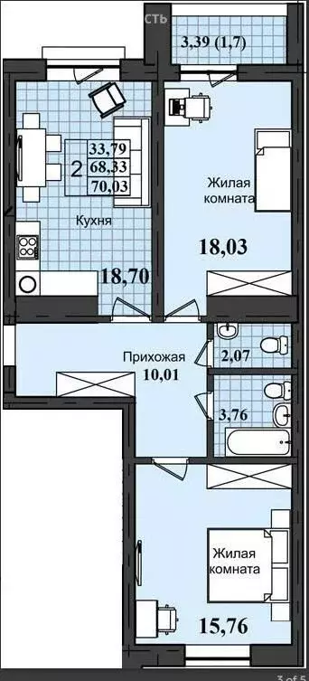 2-комнатная квартира: Оренбург, улица Ильи Глазунова, 8 (70 м) - Фото 0