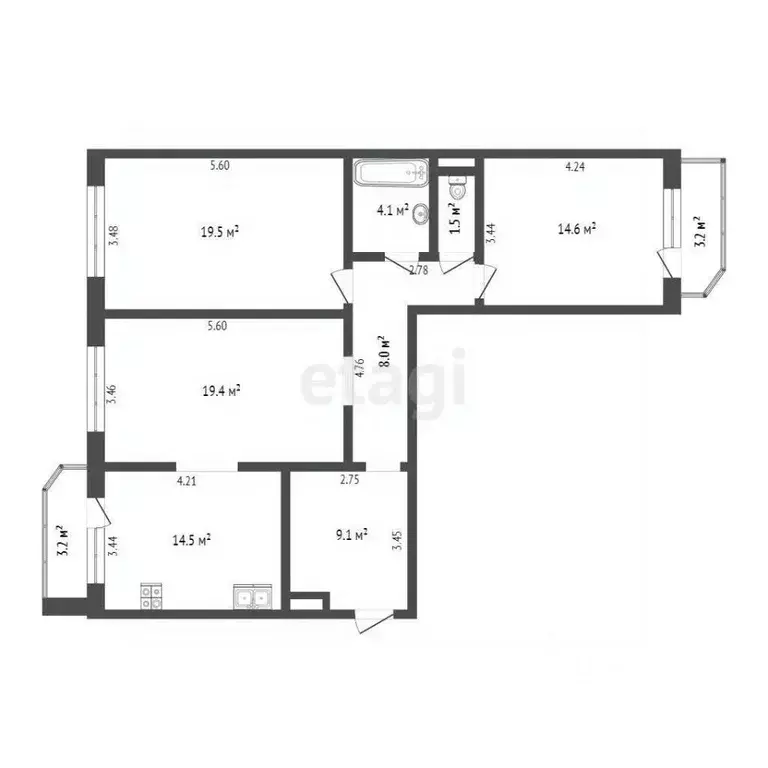 3-к кв. Тюменская область, Тюмень Восточный-2 мкр, ул. Ивана Словцова, ... - Фото 2