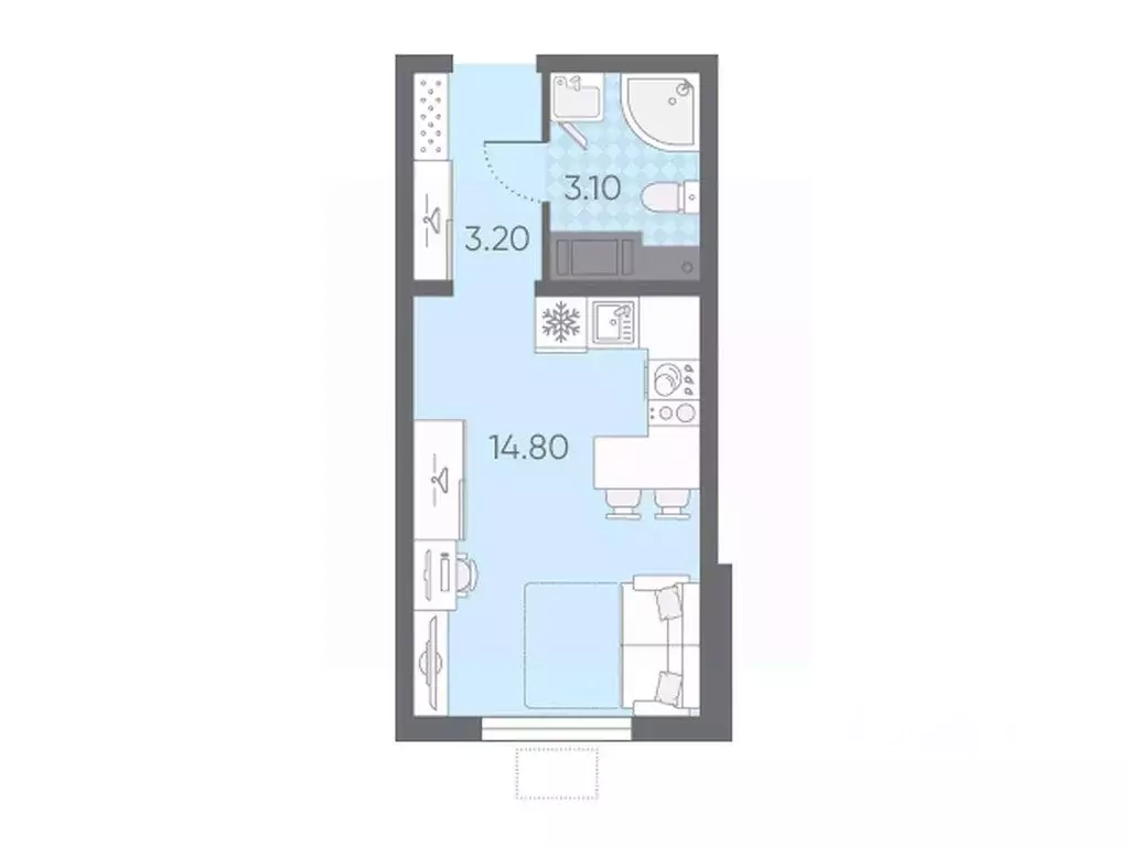 Квартира, студия, 21.1 м - Фото 1