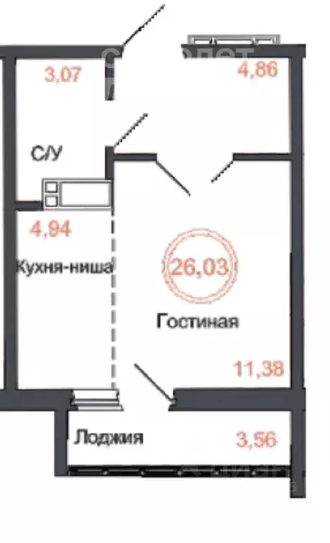 Студия Челябинская область, Челябинск Ярославская ул., 13Б (26.0 м) - Фото 1