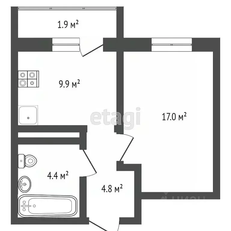 1-к кв. Крым, Симферопольский район, с. Мирное ул. Крымской Весны, 1к4 ... - Фото 1