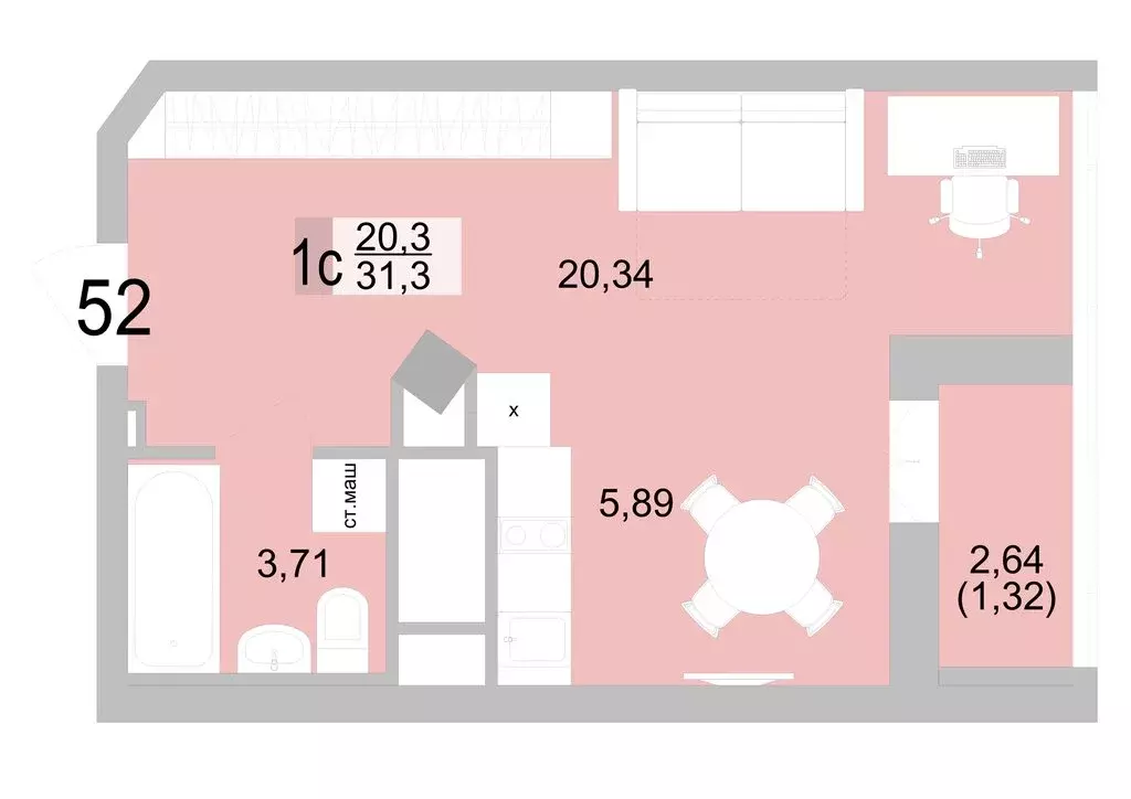 Квартира-студия: Екатеринбург, Черкасская улица, 5к1 (31.26 м) - Фото 0
