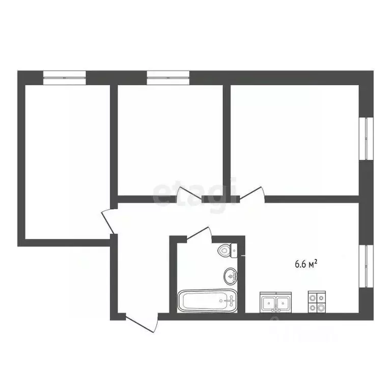 3-к кв. Забайкальский край, Чита ул. Ползунова, 25 (58.2 м) - Фото 1