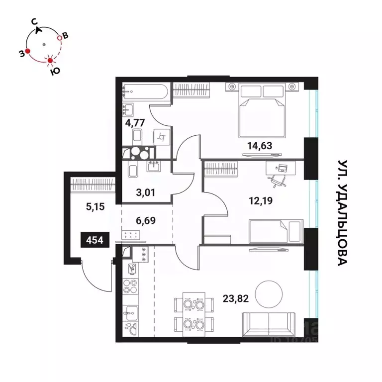 3-к кв. Москва Инноватор жилой комплекс, кБ (70.26 м) - Фото 0