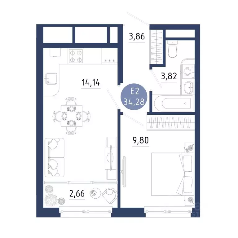 1-к кв. Рязанская область, Рязанский муниципальный округ, с. Дядьково ... - Фото 1