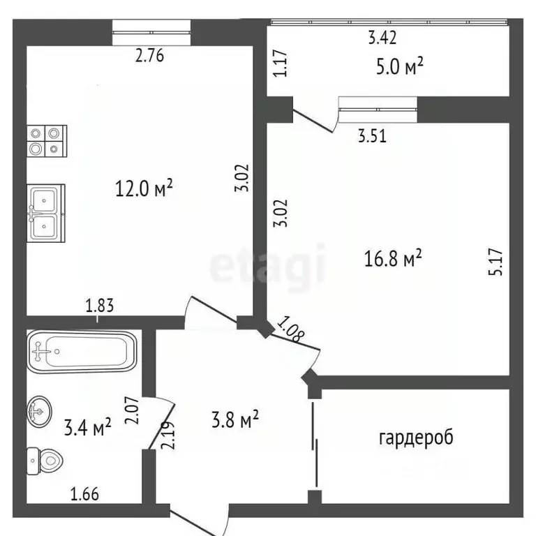 1-к кв. Ростовская область, Таганрог ул. Пархоменко, 58-2 (32.7 м) - Фото 2
